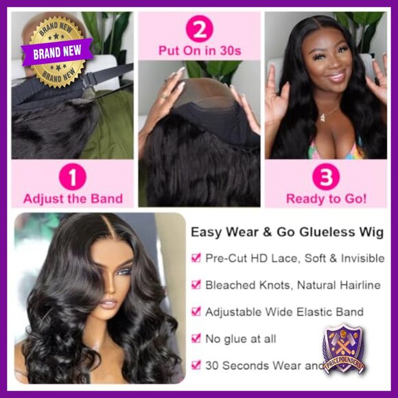 22 Inch Glueless HD Lace Front Wig Brazilian Human Hair 180% Density main image 2